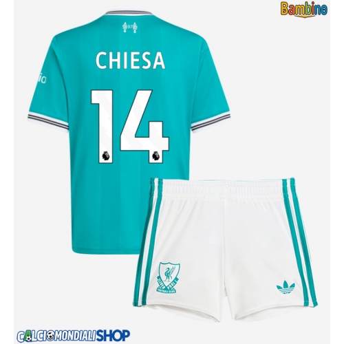 Maglie da calcio Liverpool Federico Chiesa #14 Terza Maglia Bambino 2025-26 Manica Corta + Pantaloni corti)